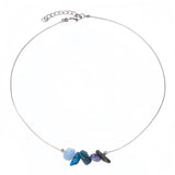 Chakra Crystal Chip Bar Necklace | Natural Gravel Stone Stainless Steel Chain for Women