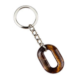Minimalist Oval Hollow Crystal Keychain, Natural Gemstone Geometric O-Shape Loop Key Ring, Vintage Stone Car Key Charm Accessory for Men & Women