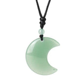 35MM Gemstone Crescent Moon Pendant Necklace Adjustable Rope for Women Men #SN1762