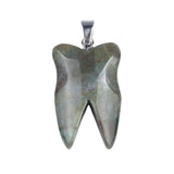 32mm Natural Crystal Tooth Pendant | Hand-Carved Gemstone Tooth Charm Necklace for Reiki Healing