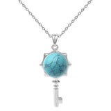 Sunflower Key Gemstone Pendant Necklace for Women Men #SN1766 with Silver Chain
