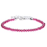 Tiny Micro Faceted Natural Stone Beaded Bracelet Silver Adjustable Extension Chain Dainty Stacking Bracelet for Women Daily Layering Jewelry