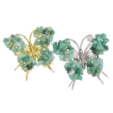 Natural Crystal Chip Butterfly Ornament | Gold-Plated Frame Handmade Gemstone Home Decor