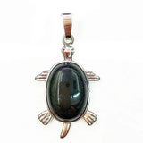 Natural Gemstone Turtle Pendant Silver‑Tone Alloy Tortoise Animal Charm Oval Inlaid Crystal Stone 36×24mm Chakra Reiki Healing Pendant for DIY Necklace Jewelry Making Bulk Wholesale
