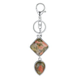 Minimalist Natural Stone Keychain Aesthetic Geometric Quartz Teardrop Charm Bag Pendant Girlfriend Gift