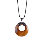 Boho Hollow Circle Donut Gemstone Pendant, Vintage Crown Metal Cap Natural Stone Charm, Handmade Jewelry Making Supply