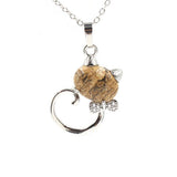 Crystal Lovely Cat Pendant Necklace birthday gift Handmade Cat Stone Pendant Necklace for Women, Healing Crystal Amulet Cat