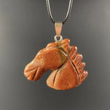 Spirit Horse Totem Healing Crystal Necklace | Hand Sculpted Gemstone Pendant Friendship Birthday Gift for Crystal Lovers
