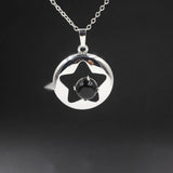 Star Hollow Natural Crystal Stone Locket Pendant, Openable Round Star Gemstone Charms Necklace, Healing Crystal Jewelry for Women Gift