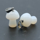 20mm Natural Crystal Mushroom Pendant Necklace, Mini Gemstone Reiki Chakra Jewelry
