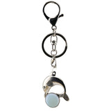 Bohemian Silver Marine Dolphin Key Ring • Cute Sea Animal Crystal Sphere Holder Clip • Heavy-Duty Swivel Lobster Clasp Christmas Gift