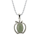 Dainty Pink Crystal Apple Pendant Necklace • Silver Rhinestone Fruit Charm • Natural Healing Stone Romantic Jewelry Gift