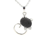 Crystal Lovely Cat Pendant Necklace birthday gift Handmade Cat Stone Pendant Necklace for Women, Healing Crystal Amulet Cat