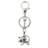 Healing Crystal Rose Quartz Semiprecious Stone Crafts Charm Cat Pendant Keychain for Women and Men