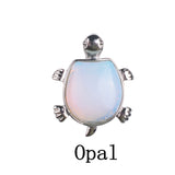 Natural Crystal Turtle Pendant Necklace, Mixed Chakra Healing Stone Tortoise Charm, Reiki Gemstone Longevity Turtle Jewelry Gift for Women Men