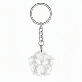 Natural Crystal Flower Keychain, Hand Carved Gemstone Flower Pendant Key Ring, Crystal Stone Bag Charm, Spiritual Crystal Gift for Women