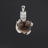 Dragon Wrapped Crystal Sphere Pendant Silver Plated Natural Round Gemstone Ball Charm for Feng Shui Chakra Necklace Making