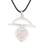 Archery Bow Arrow Natural Crystal Pendant 42×40mm, Silver Plated Alloy Frame Pyramid Gemstone Pendant, Reiki Chakra Healing Stone Charm Pendant for DIY Necklace Jewelry Making Spiritual Gift