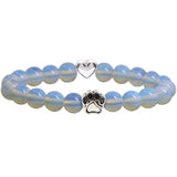 8mm Natural Crystal Stretch Beaded Bracelet with Heart Rhinestone Charm 19cm Elastic Energy Healing Gemstone Bracelet for Women Yoga Jewelry