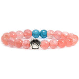 Natural Stone Stretch Beaded Bracelet with Turquoise Accent & Heart Charm Chakra Energy Healing Elastic Bracelet for Women Stacking Jewelry