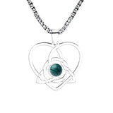 Stainless Steel Celtic Knot Heart Necklace Gemestone Triquetra Symbol Pendant - Eternal Love Spiritual Jewelry for Women & Men