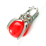 Rose Flower Bezel Round Natural Gemstone Pendant, 16mm Sphere Crystal Silver‑Tone Alloy Charm for Necklace Jewelry Making