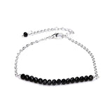 4mm Natural Agate Amethyst Beaded Chain Bracelet for Women - Delicate Minimalist Gemstone Bar Bracelet, Elegant Bridesmaid Wedding Gift Jewelry