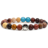 Natural Stone Stretch Beaded Bracelet with Turquoise Accent & Heart Charm Chakra Energy Healing Elastic Bracelet for Women Stacking Jewelry