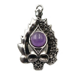 Dark Culture Silver Skull Fire Charm • Vintage Biker Flame Skeleton Replacement Pendant • Unisex Rocker Hip Hop Halloween Jewelry Gifts