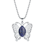 Butterfly Transformation Natural Crystal Pendants – Aesthetic Oval Gemstone Choker Necklace & Creative DIY Accessories