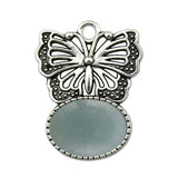 High Quality Natural Colorful Gem Stone Alloy Butterfly Pendant Fashion Women Jewelry Accessories for Children's Party Necklace