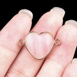 13MM Gemstone Heart Pendant Connector for Making Jewelry Wrapped Gold Plated