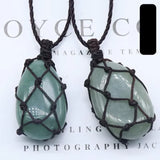 Natural Crystal Woven Net Necklace  Adjustable Braided Cord Stone Holder Pendant, Handmade Netted Cage for Tumbled Gemstone Reiki Healing Jewelry