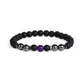 Elastic Bead Bracelet, 8mm Natural Obsidian Hematite Chakra Healing Protection Bracelet Stackable Wrist Jewelry Gift for Him Her