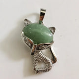 Natural Crystal Fox Pendant Necklace, Retro Turquoise & Multi-Gemstone Charm for Women & Girls