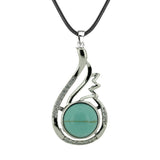 33mm Natural Crystal Teardrop Pendant Necklace, Silver-Plated Gemstone Charm