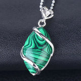 Natural Marquise Crystal Pendant Silver Wire Wrapped Gemstone Pendant Heart Zircon Bail Reiki Chakra Healing Stone Charm for DIY Necklace Jewelry