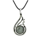 33mm Natural Crystal Teardrop Pendant Necklace, Silver-Plated Gemstone Charm