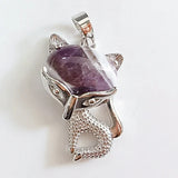 Natural Crystal Fox Pendant Necklace, Retro Turquoise & Multi-Gemstone Charm for Women & Girls