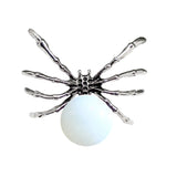 47×40mm Natural Crystal Ball Spider Pendant | Gothic Antique Silver Insect Charm for DIY Jewelry