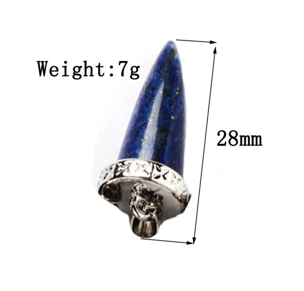 Multi‑Variety Bullet Cone Natural Stone Pendant, Retro Pattern Silver Cap Crystal Point Charm, DIY Jewelry‑Making Supply, Witchy Spiritual Reiki Amulet Pendant