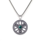 Hollow Life Flower Stainless Steel Gemstone Necklace for Women Men