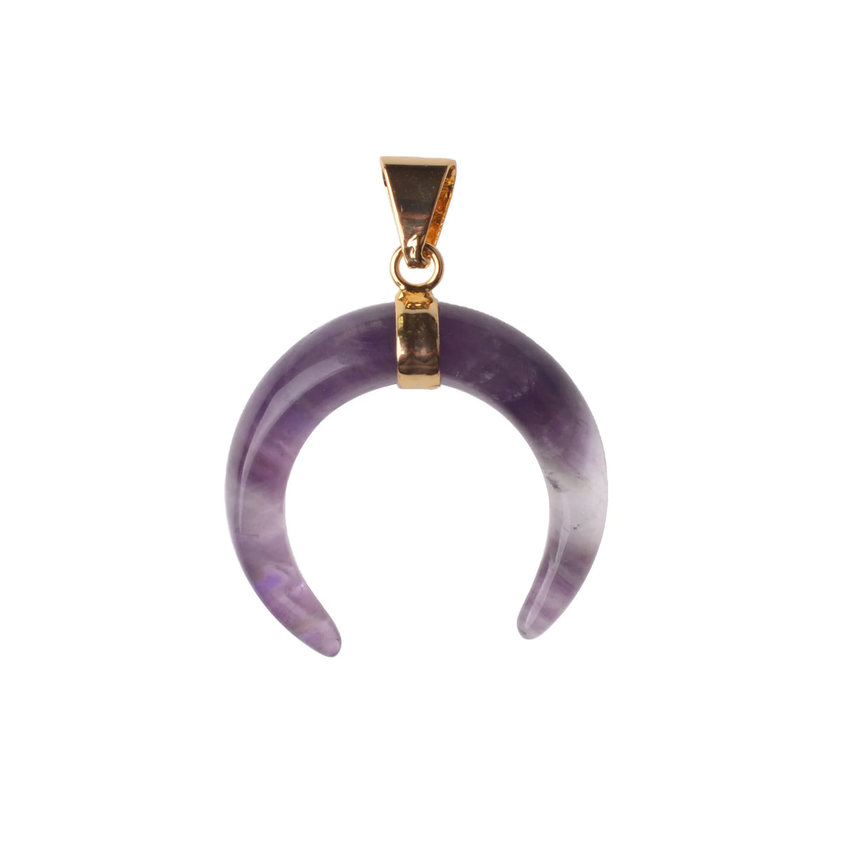 Polished Crescent Moon Horn Gemstone Pendant, Multi-color Natural Crystal Loose Charm for Necklace