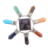 7 Chakra Crystal Energy Generator, Natural Pyramid Energy Stone Healing Point Chakra Balancing Ornament, Spiritual Home Decor & Meditation Gift