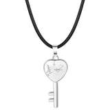 Natural Stone Heart Key Pendant Necklace, Silver Frame Gemstone Charm with Snake Chain for Women Jewelry Making
