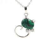 Crystal Lovely Cat Pendant Necklace birthday gift Handmade Cat Stone Pendant Necklace for Women, Healing Crystal Amulet Cat