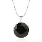 Silver Bezel Faceted Round Natural Gemstone Pendant Multi Color Cut Crystal Charm for Necklace Jewelry Making