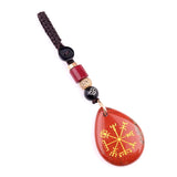 Viking Compass Car Charm | Vegvisir Teardrop Crystal Keychain, Norse Protection Amulet