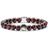 8mm Natural Crystal Stretch Beaded Bracelet with Heart Rhinestone Charm 19cm Elastic Energy Healing Gemstone Bracelet for Women Yoga Jewelry