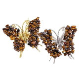Natural Crystal Chip Butterfly Ornament | Gold-Plated Frame Handmade Gemstone Home Decor